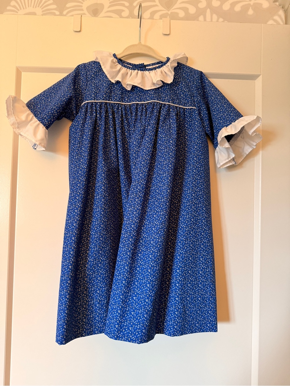 Lulu Bebe Blue Ruffle-Collar Girls Dress, 4T